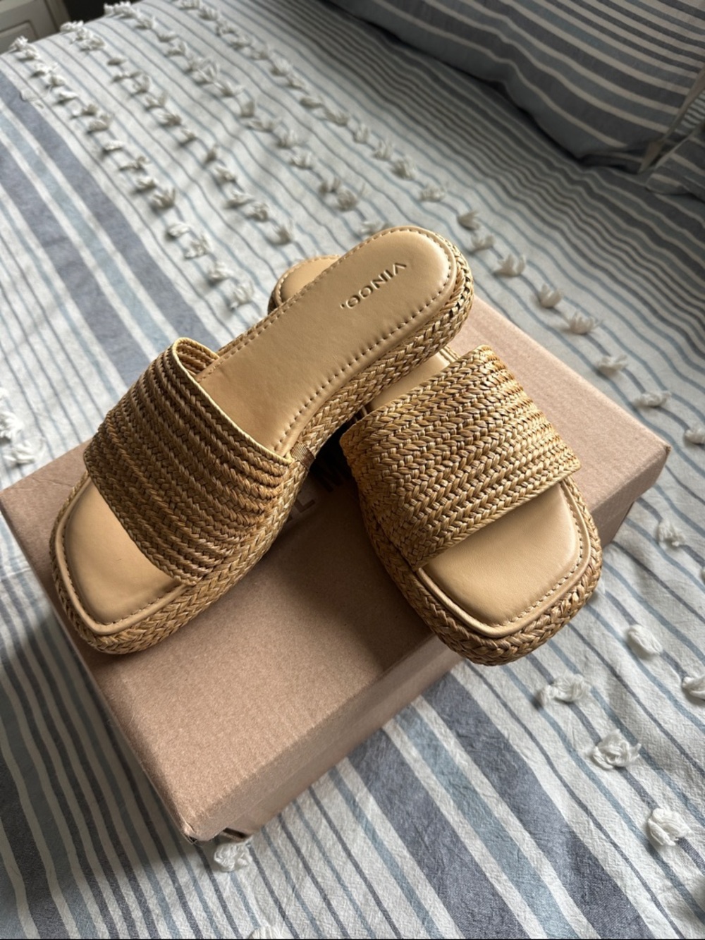 Vince Camuto Natural Woven Slide Mules
